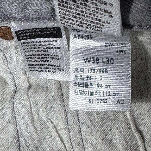 Levis 501 Mens Straight Leg Jeans Gray Button Fly 5-Pocket Outdoor Size 38x30 - Picture 14 of 16